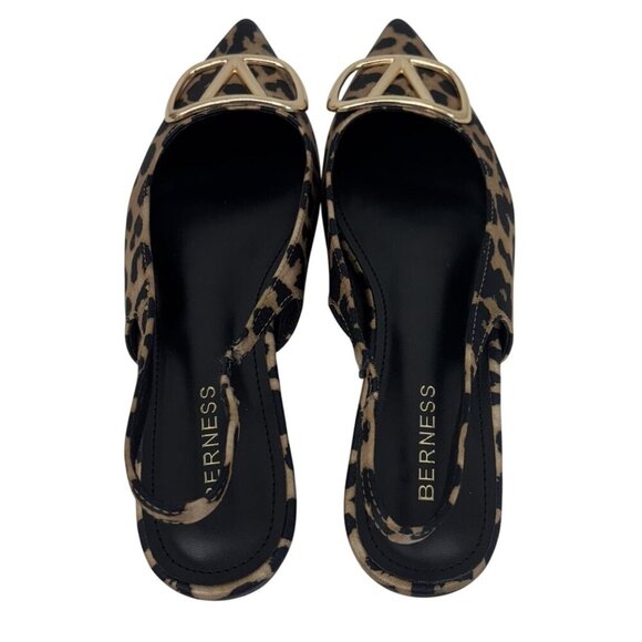 BERNESS / Ruthos / Leopard Print /  Slingback / Flats With Gold Buckle Detailing - Picture 5 of 8
